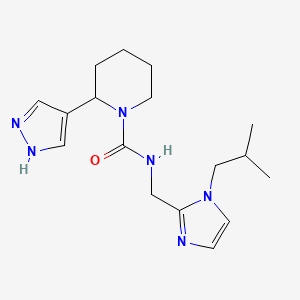 molecular formula C17H26N6O B7643444 N-[[1-(2-methylpropyl)imidazol-2-yl]methyl]-2-(1H-pyrazol-4-yl)piperidine-1-carboxamide 