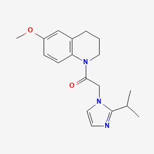 molecular formula C18H23N3O2 B7643465 1-(6-methoxy-3,4-dihydro-2H-quinolin-1-yl)-2-(2-propan-2-ylimidazol-1-yl)ethanone 