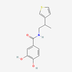 molecular formula C14H15NO3S B7643468 3,4-dihydroxy-N-(2-thiophen-3-ylpropyl)benzamide 