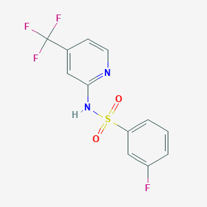 molecular formula C12H8F4N2O2S B7643490 3-fluoro-N-[4-(trifluoromethyl)pyridin-2-yl]benzenesulfonamide 