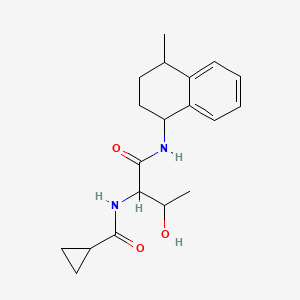 molecular formula C19H26N2O3 B7643589 N-[3-hydroxy-1-[(4-methyl-1,2,3,4-tetrahydronaphthalen-1-yl)amino]-1-oxobutan-2-yl]cyclopropanecarboxamide 