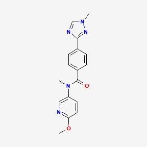 molecular formula C17H17N5O2 B7643632 N-(6-methoxypyridin-3-yl)-N-methyl-4-(1-methyl-1,2,4-triazol-3-yl)benzamide 