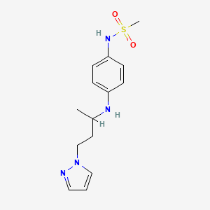 molecular formula C14H20N4O2S B7643679 N-[4-(4-pyrazol-1-ylbutan-2-ylamino)phenyl]methanesulfonamide 