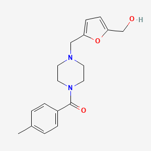 molecular formula C18H22N2O3 B7643722 [4-[[5-(Hydroxymethyl)furan-2-yl]methyl]piperazin-1-yl]-(4-methylphenyl)methanone 