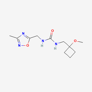 molecular formula C11H18N4O3 B7643759 1-[(1-Methoxycyclobutyl)methyl]-3-[(3-methyl-1,2,4-oxadiazol-5-yl)methyl]urea 