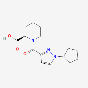 molecular formula C15H21N3O3 B7643778 (2R)-1-(1-cyclopentylpyrazole-3-carbonyl)piperidine-2-carboxylic acid 