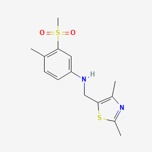 molecular formula C14H18N2O2S2 B7643837 N-[(2,4-dimethyl-1,3-thiazol-5-yl)methyl]-4-methyl-3-methylsulfonylaniline 