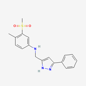 molecular formula C18H19N3O2S B7643847 4-methyl-3-methylsulfonyl-N-[(3-phenyl-1H-pyrazol-5-yl)methyl]aniline 