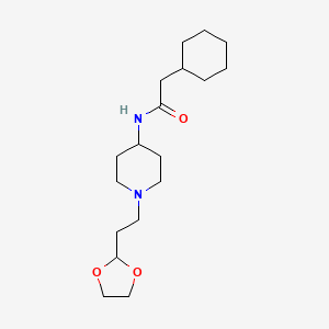 2-cyclohexyl-N-[1-[2-(1,3-dioxolan-2-yl)ethyl]piperidin-4-yl]acetamide