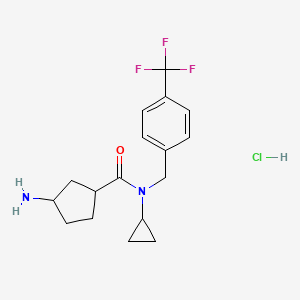 molecular formula C17H22ClF3N2O B7643880 3-amino-N-cyclopropyl-N-[[4-(trifluoromethyl)phenyl]methyl]cyclopentane-1-carboxamide;hydrochloride 