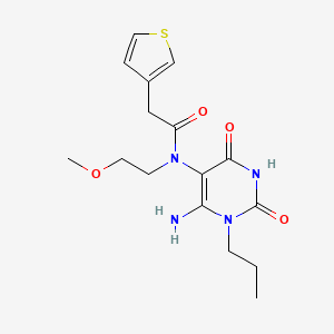 molecular formula C16H22N4O4S B7643968 N-(6-amino-2,4-dioxo-1-propylpyrimidin-5-yl)-N-(2-methoxyethyl)-2-thiophen-3-ylacetamide 