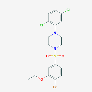 molecular formula C18H19BrCl2N2O3S B7643991 1-(4-Bromo-3-ethoxyphenyl)sulfonyl-4-(2,5-dichlorophenyl)piperazine 