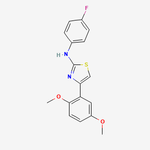 molecular formula C17H15FN2O2S B7644012 4-(2,5-dimethoxyphenyl)-N-(4-fluorophenyl)-1,3-thiazol-2-amine 