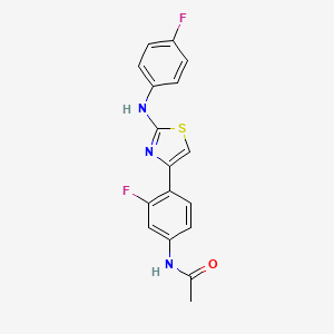 molecular formula C17H13F2N3OS B7644032 N-[3-fluoro-4-[2-(4-fluoroanilino)-1,3-thiazol-4-yl]phenyl]acetamide 