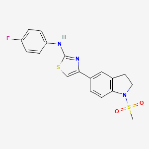 molecular formula C18H16FN3O2S2 B7644042 N-(4-fluorophenyl)-4-(1-methylsulfonyl-2,3-dihydroindol-5-yl)-1,3-thiazol-2-amine 