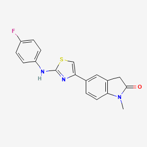 molecular formula C18H14FN3OS B7644049 5-[2-(4-fluoroanilino)-1,3-thiazol-4-yl]-1-methyl-3H-indol-2-one 