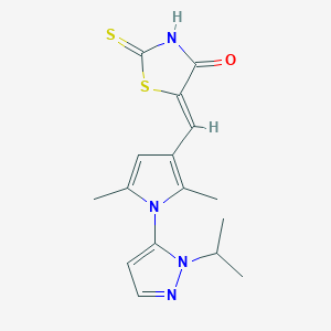 molecular formula C16H18N4OS2 B7644073 (5Z)-5-[[2,5-dimethyl-1-(2-propan-2-ylpyrazol-3-yl)pyrrol-3-yl]methylidene]-2-sulfanylidene-1,3-thiazolidin-4-one 