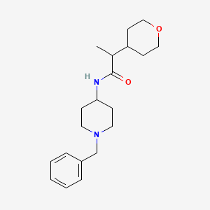 molecular formula C20H30N2O2 B7644097 N-(1-benzyl-4-piperidyl)-2-tetrahydro-2H-pyran-4-ylpropanamide 