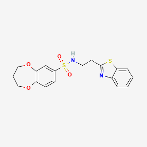 molecular formula C18H18N2O4S2 B7644105 N-[2-(1,3-benzothiazol-2-yl)ethyl]-3,4-dihydro-2H-1,5-benzodioxepine-7-sulfonamide 