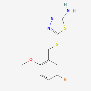 molecular formula C10H10BrN3OS2 B7644190 5-[(5-Bromo-2-methoxyphenyl)methylsulfanyl]-1,3,4-thiadiazol-2-amine 