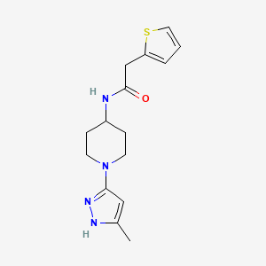 molecular formula C15H20N4OS B7644264 N-[1-(5-methyl-1H-pyrazol-3-yl)piperidin-4-yl]-2-thiophen-2-ylacetamide 