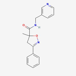 molecular formula C17H17N3O2 B7644304 5-methyl-3-phenyl-N-(pyridin-3-ylmethyl)-4H-1,2-oxazole-5-carboxamide 