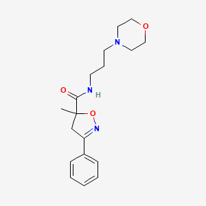 molecular formula C18H25N3O3 B7644315 5-methyl-N-(3-morpholin-4-ylpropyl)-3-phenyl-4H-1,2-oxazole-5-carboxamide 