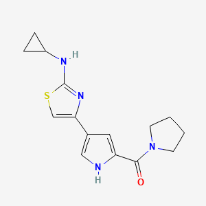 molecular formula C15H18N4OS B7644489 [4-[2-(cyclopropylamino)-1,3-thiazol-4-yl]-1H-pyrrol-2-yl]-pyrrolidin-1-ylmethanone 