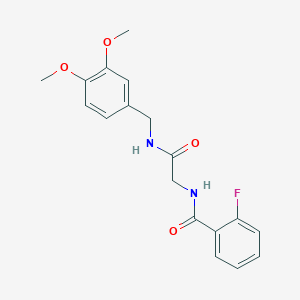 molecular formula C18H19FN2O4 B7644513 N-[2-[(3,4-dimethoxyphenyl)methylamino]-2-oxoethyl]-2-fluorobenzamide 