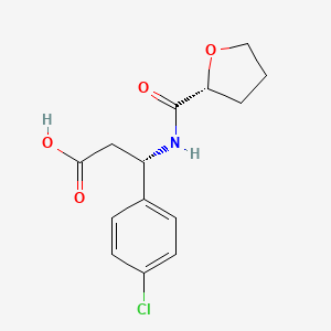 molecular formula C14H16ClNO4 B7644568 (3S)-3-(4-chlorophenyl)-3-[[(2R)-oxolane-2-carbonyl]amino]propanoic acid 