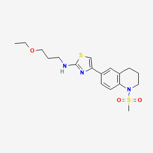 molecular formula C18H25N3O3S2 B7644578 N-(3-ethoxypropyl)-4-(1-methylsulfonyl-3,4-dihydro-2H-quinolin-6-yl)-1,3-thiazol-2-amine 