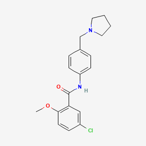 5-chloro-2-methoxy-N-[4-(pyrrolidin-1-ylmethyl)phenyl]benzamide