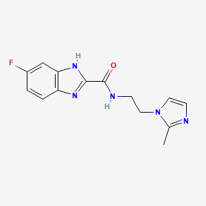 molecular formula C14H14FN5O B7644630 6-fluoro-N-[2-(2-methylimidazol-1-yl)ethyl]-1H-benzimidazole-2-carboxamide 