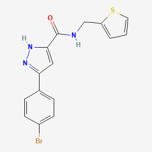 molecular formula C15H12BrN3OS B7644722 5-(4-bromophenyl)-N-(thiophen-2-ylmethyl)-1H-pyrazole-3-carboxamide 