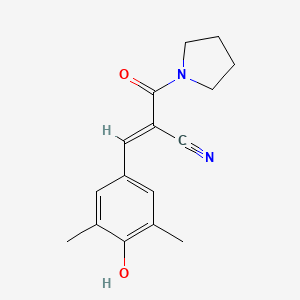 molecular formula C16H18N2O2 B7644770 (E)-3-(4-hydroxy-3,5-dimethylphenyl)-2-(pyrrolidine-1-carbonyl)prop-2-enenitrile 