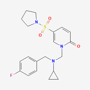 molecular formula C20H24FN3O3S B7644855 1-[[Cyclopropyl-[(4-fluorophenyl)methyl]amino]methyl]-5-pyrrolidin-1-ylsulfonylpyridin-2-one 