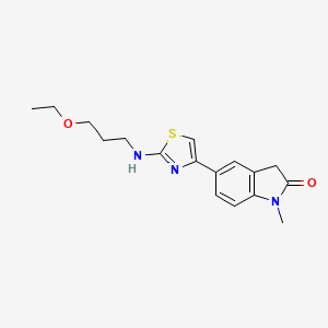 molecular formula C17H21N3O2S B7644856 5-[2-(3-ethoxypropylamino)-1,3-thiazol-4-yl]-1-methyl-3H-indol-2-one 