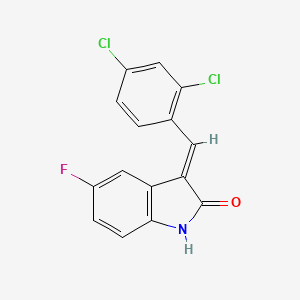 molecular formula C15H8Cl2FNO B7644916 (3E)-3-[(2,4-dichlorophenyl)methylidene]-5-fluoro-1H-indol-2-one 