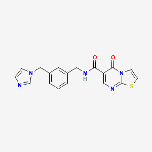 molecular formula C18H15N5O2S B7644924 N-[[3-(imidazol-1-ylmethyl)phenyl]methyl]-5-oxo-[1,3]thiazolo[3,2-a]pyrimidine-6-carboxamide 