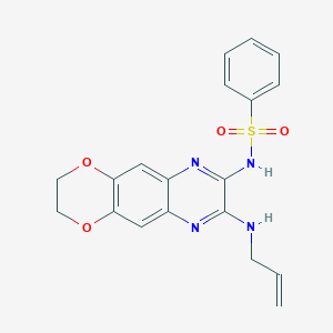 molecular formula C19H18N4O4S B7644935 N-[8-(prop-2-enylamino)-2,3-dihydro-[1,4]dioxino[2,3-g]quinoxalin-7-yl]benzenesulfonamide 