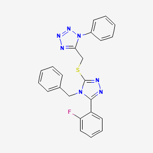 5-[[4-Benzyl-5-(2-fluorophenyl)-1,2,4-triazol-3-yl]sulfanylmethyl]-1-phenyltetrazole