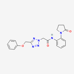 molecular formula C20H20N6O3 B7644976 N-[2-(2-oxopyrrolidin-1-yl)phenyl]-2-[5-(phenoxymethyl)tetrazol-2-yl]acetamide 