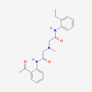 molecular formula C21H25N3O3 B7645097 2-[[2-(2-acetylanilino)-2-oxoethyl]-methylamino]-N-(2-ethylphenyl)acetamide 