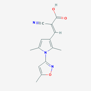 molecular formula C14H13N3O3 B7645364 (E)-2-cyano-3-[2,5-dimethyl-1-(5-methyl-1,2-oxazol-3-yl)pyrrol-3-yl]prop-2-enoic acid 