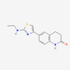 molecular formula C14H15N3OS B7645389 6-[2-(ethylamino)-1,3-thiazol-4-yl]-3,4-dihydro-1H-quinolin-2-one 