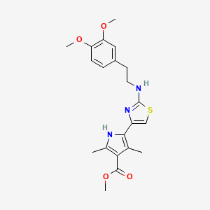 molecular formula C21H25N3O4S B7645486 methyl 5-[2-[2-(3,4-dimethoxyphenyl)ethylamino]-1,3-thiazol-4-yl]-2,4-dimethyl-1H-pyrrole-3-carboxylate 