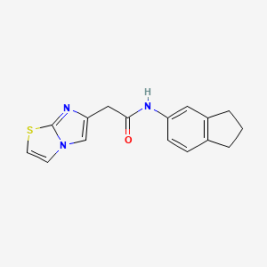 molecular formula C16H15N3OS B7645527 N-(2,3-dihydro-1H-inden-5-yl)-2-imidazo[2,1-b][1,3]thiazol-6-ylacetamide 