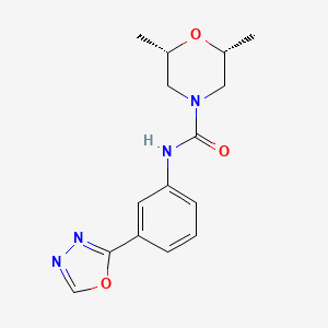 molecular formula C15H18N4O3 B7645528 (2R,6S)-2,6-dimethyl-N-[3-(1,3,4-oxadiazol-2-yl)phenyl]morpholine-4-carboxamide 