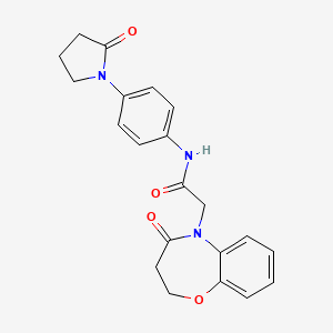 molecular formula C21H21N3O4 B7645563 2-(4-oxo-2,3-dihydro-1,5-benzoxazepin-5-yl)-N-[4-(2-oxopyrrolidin-1-yl)phenyl]acetamide 