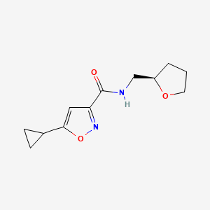 molecular formula C12H16N2O3 B7645569 5-cyclopropyl-N-[[(2R)-oxolan-2-yl]methyl]-1,2-oxazole-3-carboxamide 